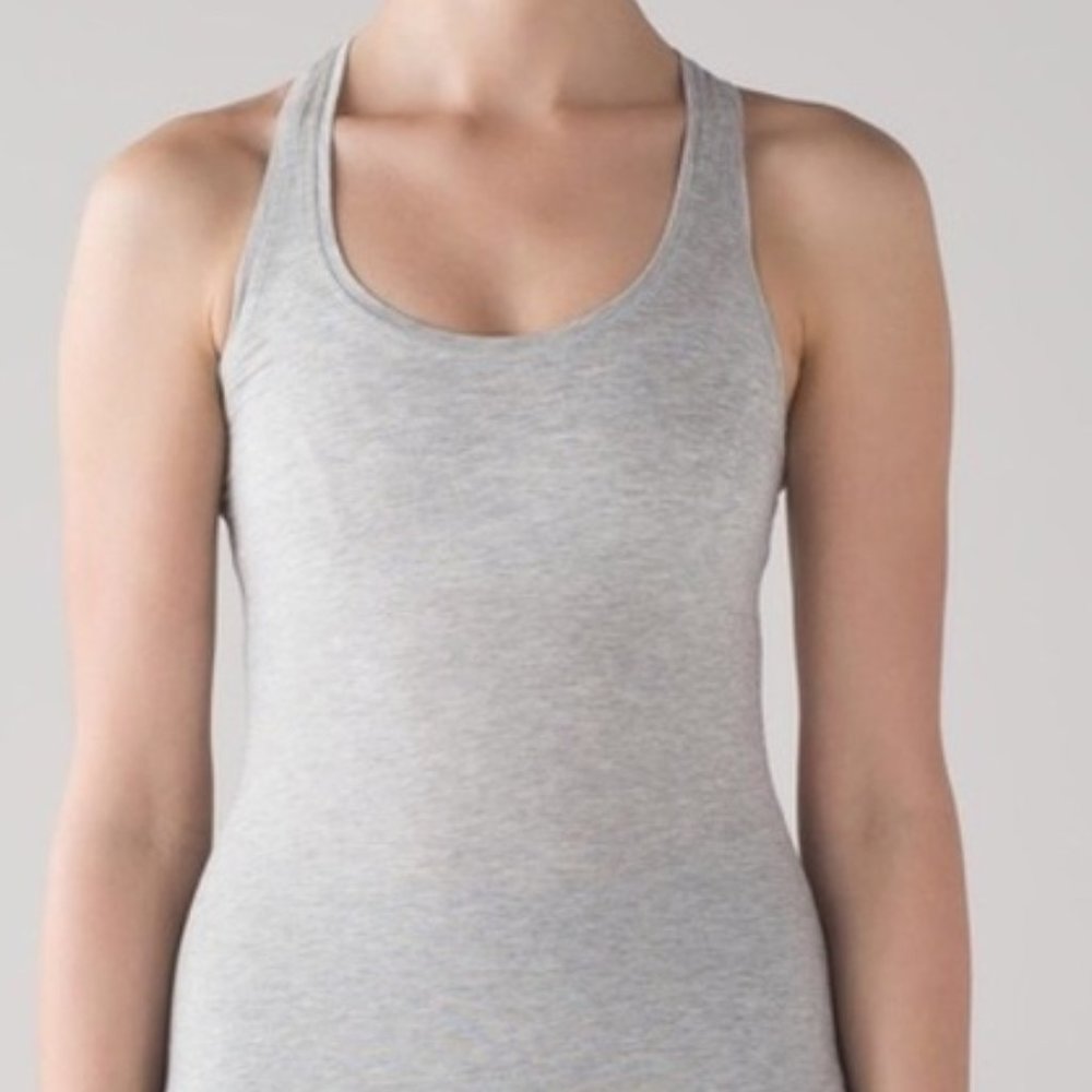 Lululemon Racerback Light Gray Cotton Tank Top M
